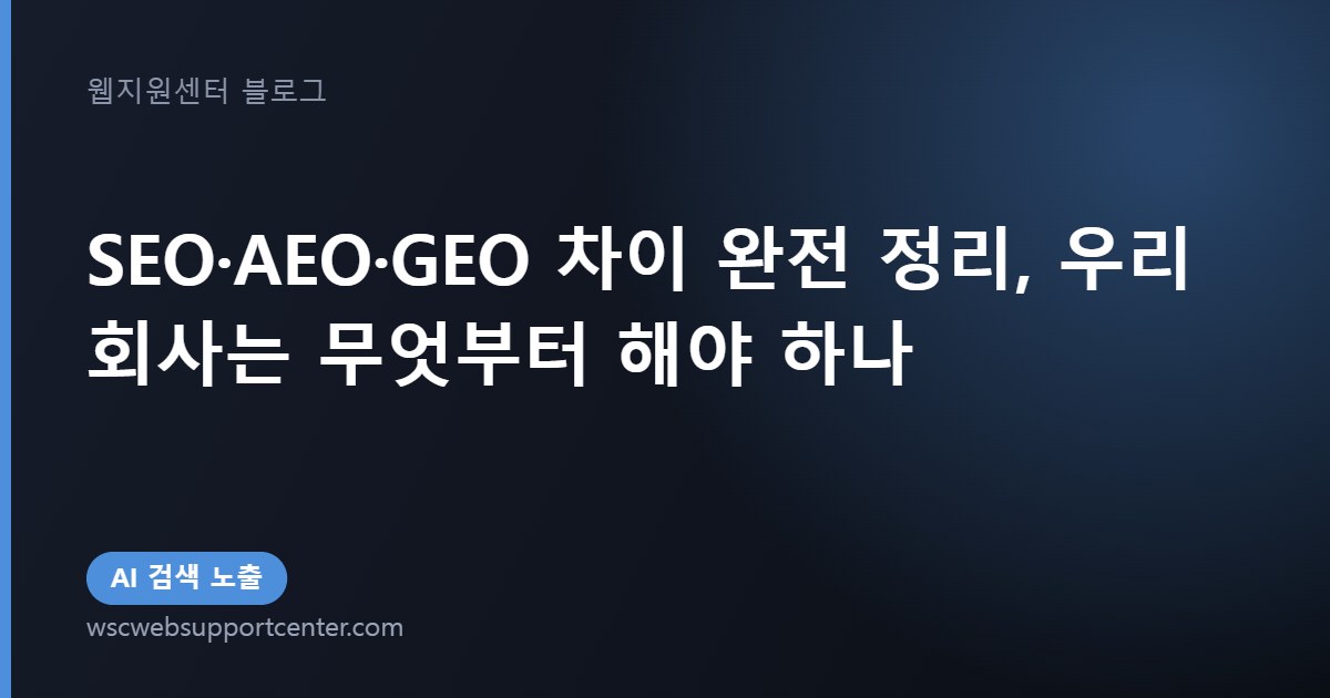 SEO·AEO·GEO 차이 완전 정리, 우리 회사는 무엇부터 해야 하나
